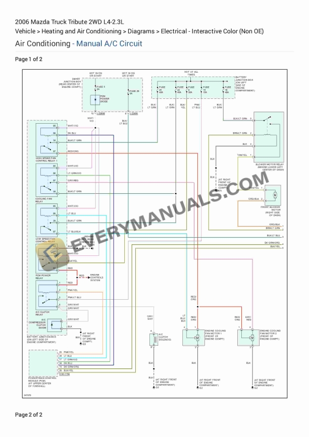 Mazda Truck Tribute 2WD 2006 Electrical Diagrams L4-2.3L 2 mazda truck tribute 2wd 2006 electrical diagrams l4 23l 1