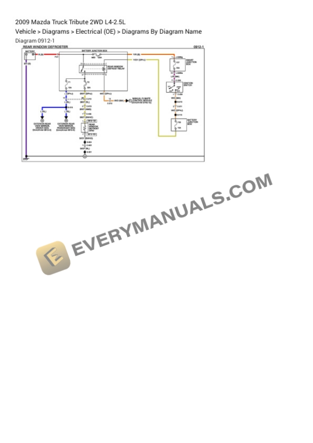 Mazda Truck Tribute 2WD 2009 Electrical Diagrams L4-2.5L 4 Mazda Truck Tribute 2WD 2009 Electrical Diagrams L4-2.5L - Image 2