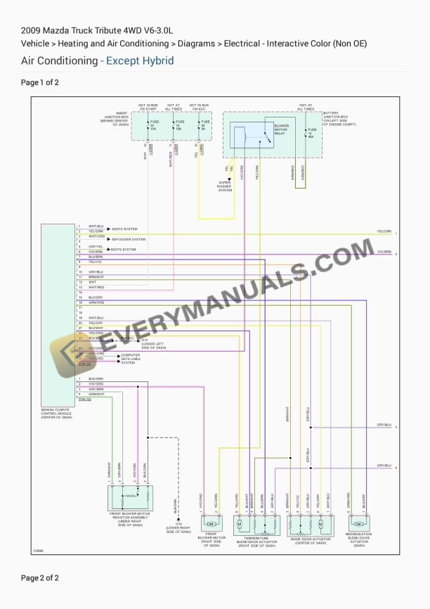 Mazda Truck Tribute 4WD 2009 Electrical Diagrams V6-3.0L 2 mazda truck tribute 4wd 2009 electrical diagrams v6 30l 1