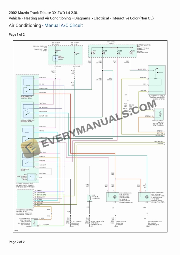 Mazda Truck Tribute DX 2WD 2002 Electrical Diagrams L4-2.0L 1 mazda truck tribute dx 2wd 2002 electrical diagrams l4 20l 1