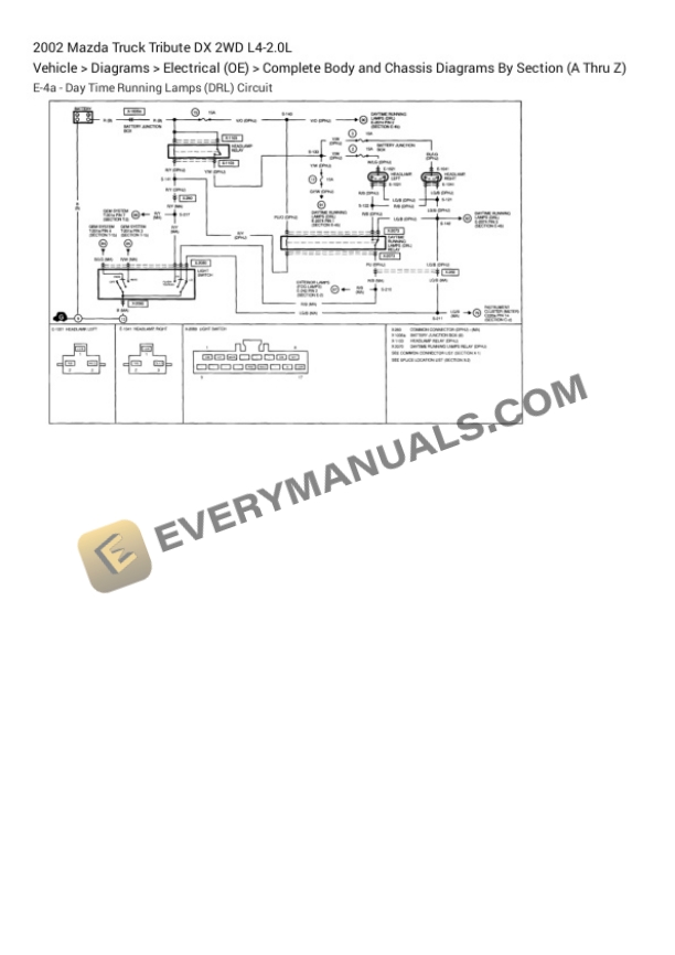 Mazda Truck Tribute DX 2WD 2002 Electrical Diagrams L4-2.0L 4 Mazda Truck Tribute DX 2WD 2002 Electrical Diagrams L4-2.0L - Image 2