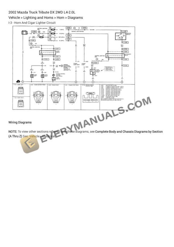 Mazda Truck Tribute DX 2WD 2002 Electrical Diagrams L4-2.0L 5 Mazda Truck Tribute DX 2WD 2002 Electrical Diagrams L4-2.0L - Image 3