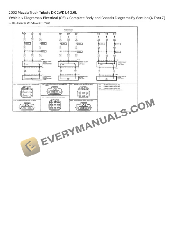 Mazda Truck Tribute DX 2WD 2002 Electrical Diagrams L4-2.0L 6 Mazda Truck Tribute DX 2WD 2002 Electrical Diagrams L4-2.0L - Image 4