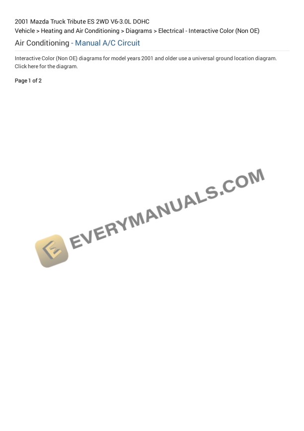 mazda truck tribute es 2wd 2001 electrical diagrams v6 30l dohc 1