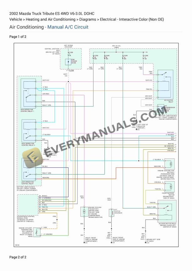 mazda truck tribute es 4wd 2002 electrical diagrams v6 30l dohc 1