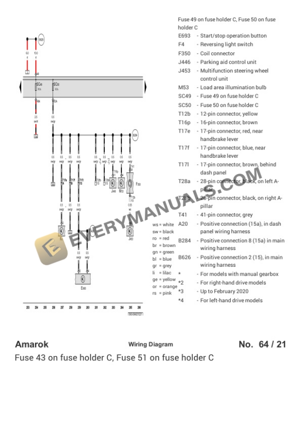 Volkswagen Amarok (S7B) (MEXICO) 2019 Electrical Diagrams L4-2.0L DSL Turbo (CSHA) 5 Volkswagen Amarok (S7B) (MEXICO) 2019 Electrical Diagrams L4-2.0L DSL Turbo (CSHA) - Image 3