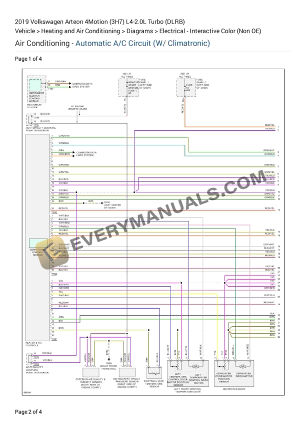 Volkswagen Arteon 4Motion (3H7) 2019 Electrical Diagrams L4-2.0L Turbo (DLRB) 1 volkswagen arteon 4motion 3h7 2019 electrical diagrams l4 20l turbo dlrb 1