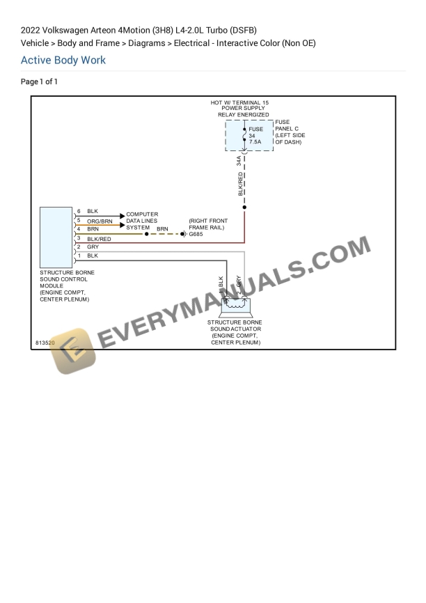 Volkswagen Arteon 4Motion (3H8) 2022 Electrical Diagrams L4-2.0L Turbo (DSFB)