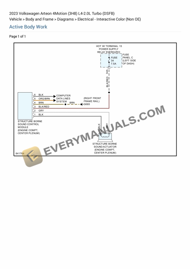 Volkswagen Arteon 4Motion (3H8) 2023 Electrical Diagrams L4-2.0L Turbo (DSFB)