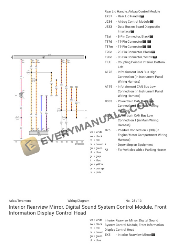 Volkswagen Atlas AWD (CA1) 2020 Electrical Diagrams V6-3.6L (CDVC) 7 Volkswagen Atlas AWD (CA1) 2020 Electrical Diagrams V6-3.6L (CDVC) - Image 5