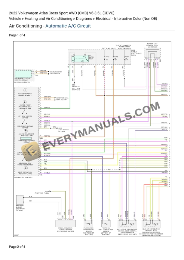Volkswagen Atlas Cross Sport AWD (CMC) 2022 Electrical Diagrams V6-3.6L (CDVC)