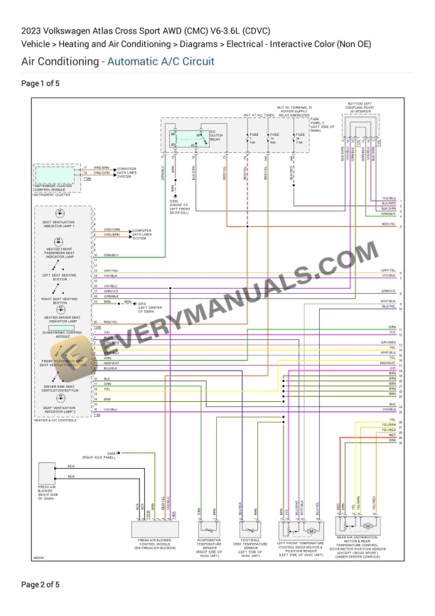 Volkswagen Atlas Cross Sport AWD (CMC) 2023 Electrical Diagrams V6-3.6L (CDVC)