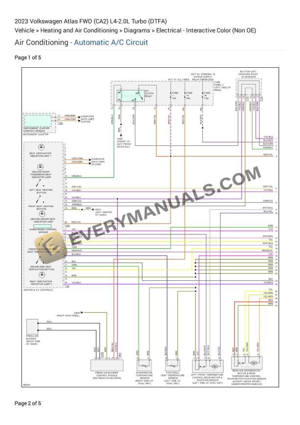 Volkswagen Atlas FWD (CA2) 2023 Electrical Diagrams L4-2.0L Turbo (DTFA)