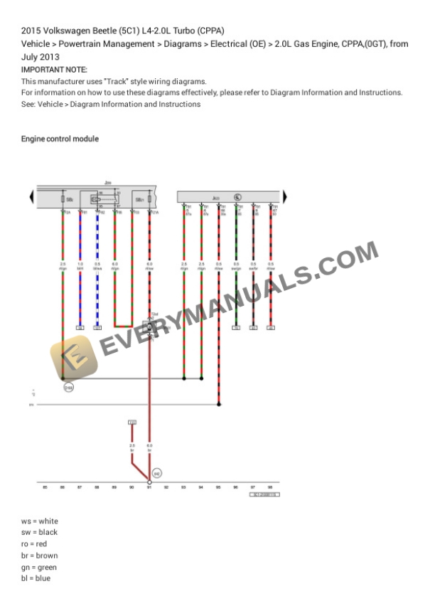Volkswagen Beetle (5C1) 2015 Electrical Diagrams L4-2.0L Turbo (CPPA) 7 Volkswagen Beetle (5C1) 2015 Electrical Diagrams L4-2.0L Turbo (CPPA) - Image 5