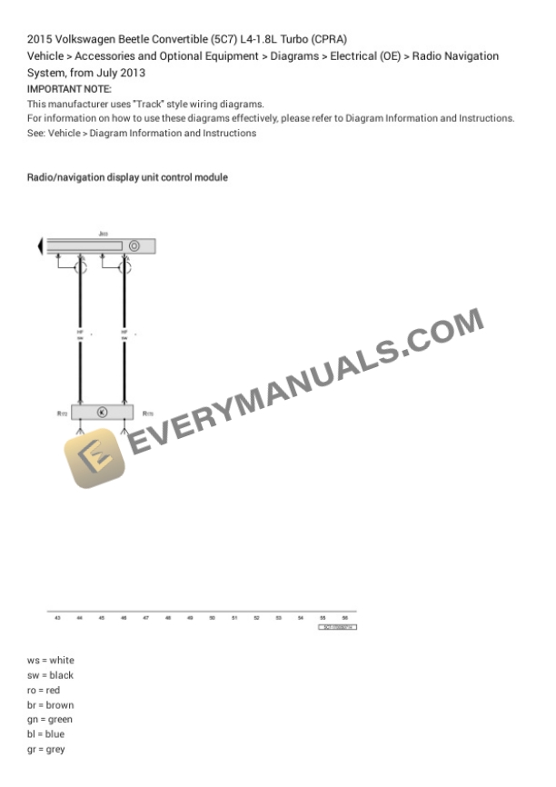 Volkswagen Beetle Convertible (5C7) 2015 Electrical Diagrams L4-1.8L Turbo (CPRA) 5 Volkswagen Beetle Convertible (5C7) 2015 Electrical Diagrams L4-1.8L Turbo (CPRA) - Image 3