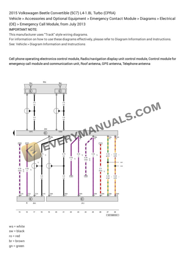 Volkswagen Beetle Convertible (5C7) 2015 Electrical Diagrams L4-1.8L Turbo (CPRA) 6 Volkswagen Beetle Convertible (5C7) 2015 Electrical Diagrams L4-1.8L Turbo (CPRA) - Image 4