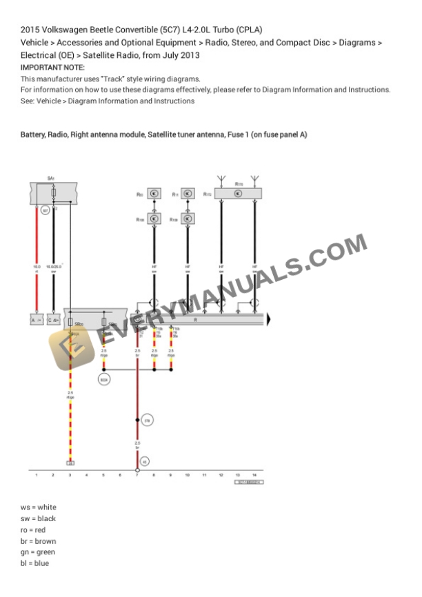 Volkswagen Beetle Convertible (5C7) 2015 Electrical Diagrams L4-2.0L Turbo (CPLA) 5 Volkswagen Beetle Convertible (5C7) 2015 Electrical Diagrams L4-2.0L Turbo (CPLA) - Image 3