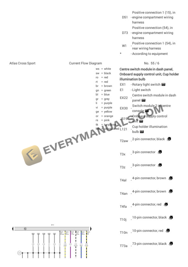 Volkswagen Cross Sport AWD (CMC) (MEXICO) 2021 Electrical Diagrams V6-3.6L (CDVC) 6 Volkswagen Cross Sport AWD (CMC) (MEXICO) 2021 Electrical Diagrams V6-3.6L (CDVC) - Image 4