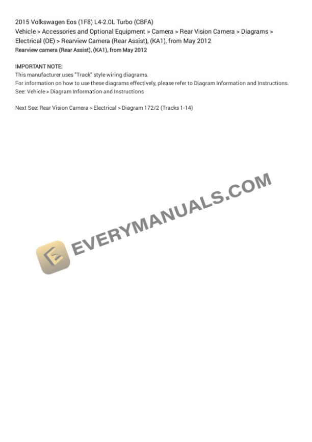 Volkswagen Eos (1F8) 2015 Electrical Diagrams L4-2.0L Turbo (CBFA) 5 Volkswagen Eos (1F8) 2015 Electrical Diagrams L4-2.0L Turbo (CBFA) - Image 3