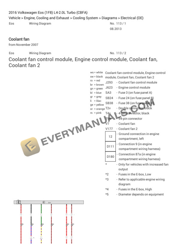 Volkswagen Eos (1F8) 2016 Electrical Diagrams L4-2.0L Turbo (CBFA) 4 Volkswagen Eos (1F8) 2016 Electrical Diagrams L4-2.0L Turbo (CBFA) - Image 2