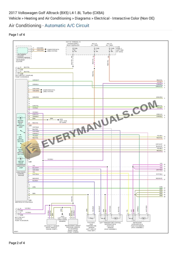 Volkswagen Golf Alltrack (BX5) 2017 Electrical Diagrams L4-1.8L Turbo (CXBA)