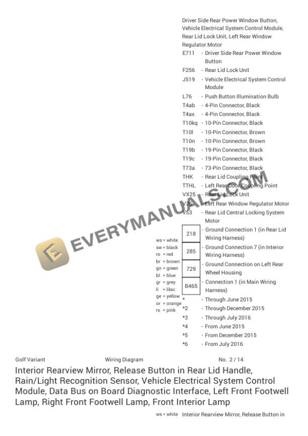 Volkswagen Golf Alltrack (BX5) 2017 Electrical Diagrams L4-1.8L Turbo (CXBA) 4 Volkswagen Golf Alltrack (BX5) 2017 Electrical Diagrams L4-1.8L Turbo (CXBA) - Image 2