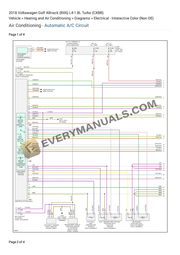 Volkswagen Golf Alltrack (BX6) 2018 Electrical Diagrams L4-1.8L Turbo (CXBB)