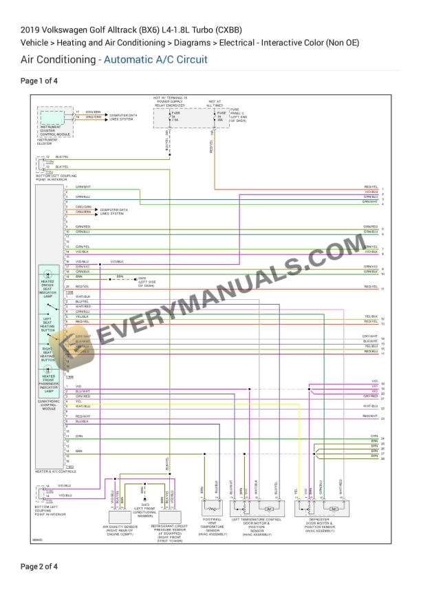 Volkswagen Golf Alltrack (BX6) 2019 Electrical Diagrams L4-1.8L Turbo (CXBB) 3 Volkswagen Golf Alltrack (BX6) 2019 Electrical Diagrams L4-1.8L Turbo (CXBB)
