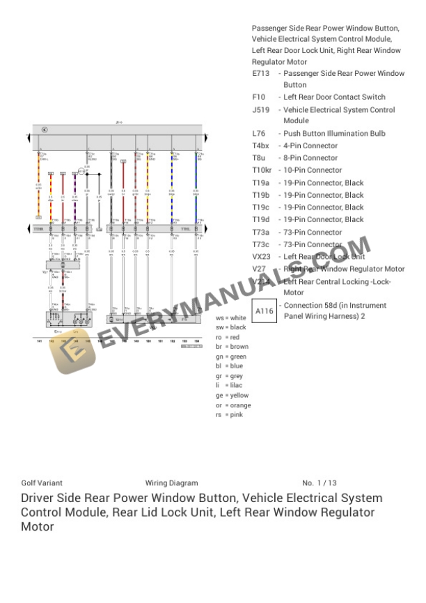 Volkswagen Golf Alltrack (BX6) 2019 Electrical Diagrams L4-1.8L Turbo (CXBB) 5 Volkswagen Golf Alltrack (BX6) 2019 Electrical Diagrams L4-1.8L Turbo (CXBB) - Image 3