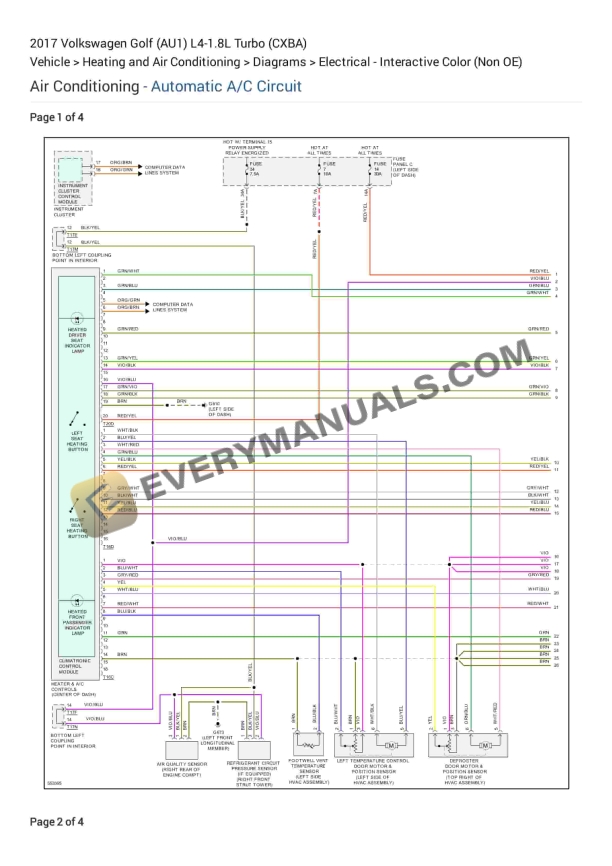 Volkswagen Golf (AU1) 2017 Electrical Diagrams L4-1.8L Turbo (CXBA) 2 volkswagen golf au1 2017 electrical diagrams l4 18l turbo cxba 1
