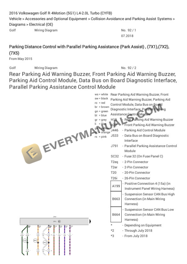 Volkswagen Golf R 4Motion (5G1) 2016 Electrical Diagrams L4-2.0L Turbo (CYFB) 6 Volkswagen Golf R 4Motion (5G1) 2016 Electrical Diagrams L4-2.0L Turbo (CYFB) - Image 4