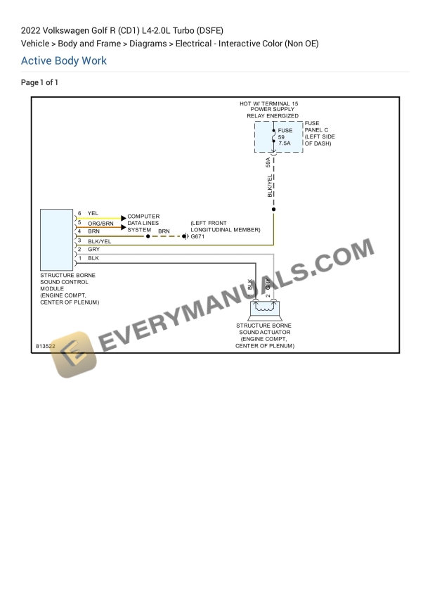 Volkswagen Golf R (CD1) 2022 Electrical Diagrams L4-2.0L Turbo (DSFE)