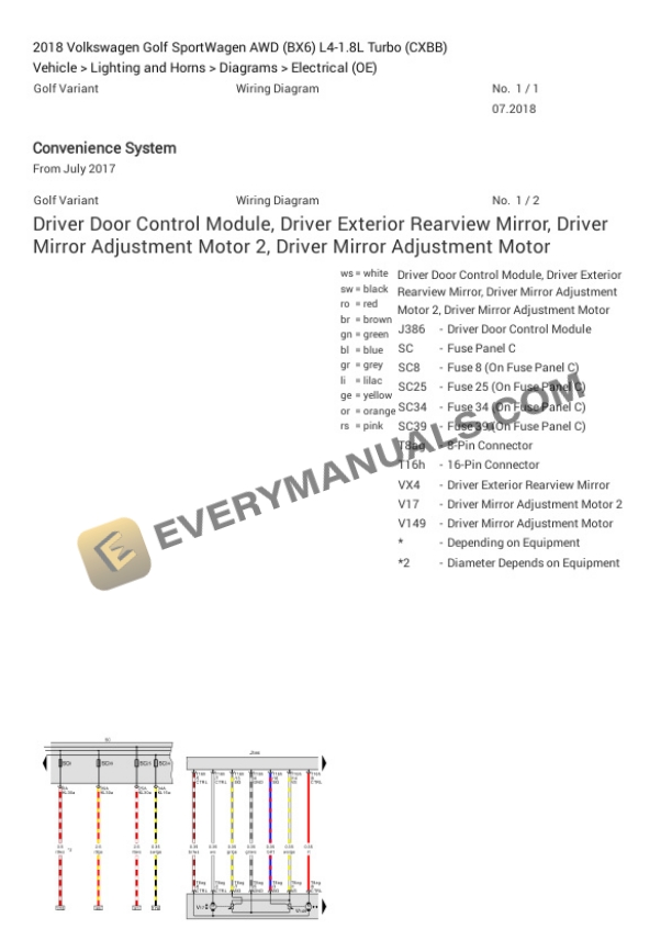 Volkswagen Golf SportWagen AWD (BX6) 2018 Electrical Diagrams L4-1.8L Turbo (CXBB) 4 Volkswagen Golf SportWagen AWD (BX6) 2018 Electrical Diagrams L4-1.8L Turbo (CXBB) - Image 2
