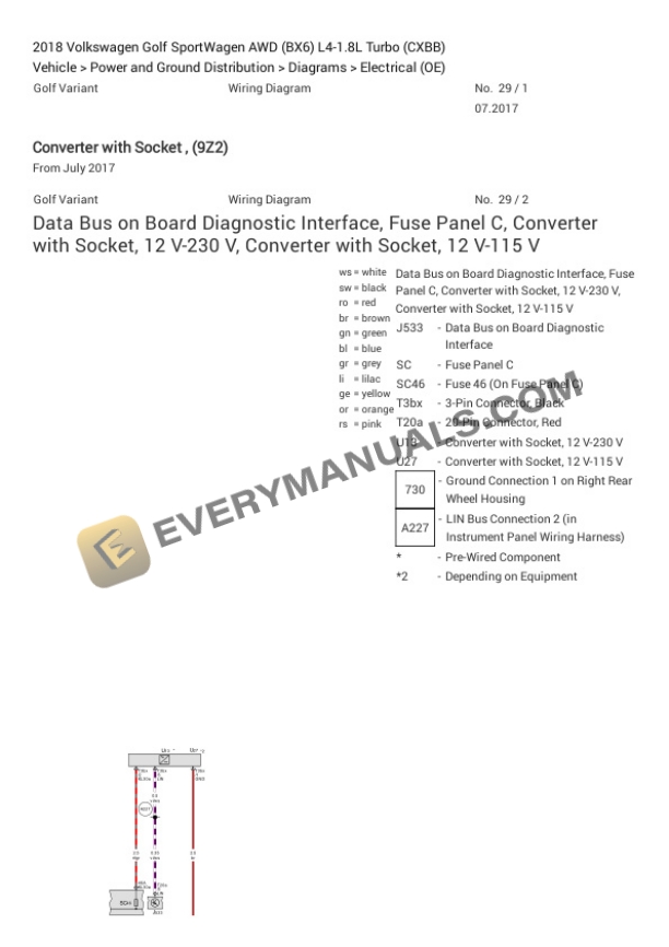 Volkswagen Golf SportWagen AWD (BX6) 2018 Electrical Diagrams L4-1.8L Turbo (CXBB) 5 Volkswagen Golf SportWagen AWD (BX6) 2018 Electrical Diagrams L4-1.8L Turbo (CXBB) - Image 3