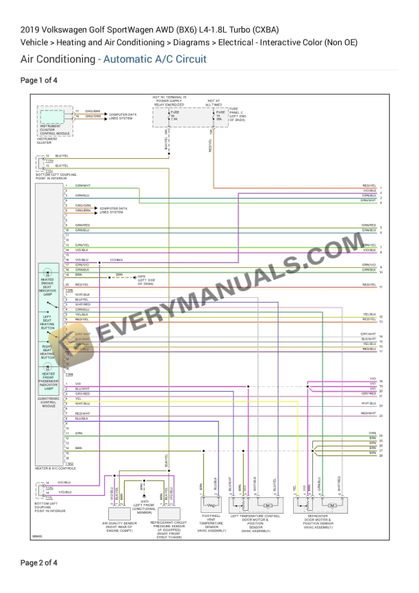 Volkswagen Golf SportWagen AWD (BX6) 2019 Electrical Diagrams L4-1.8L Turbo (CXBA) 1 volkswagen golf sportwagen awd bx6 2019 electrical diagrams l4 18l turbo cxba 1