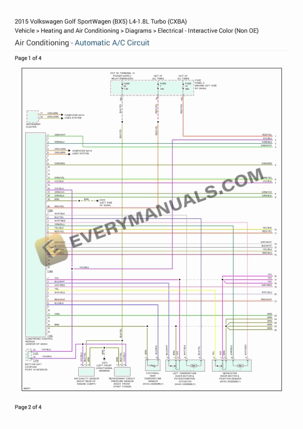 Volkswagen Golf SportWagen (BX5) 2015 Electrical Diagrams L4-1.8L Turbo (CXBA)