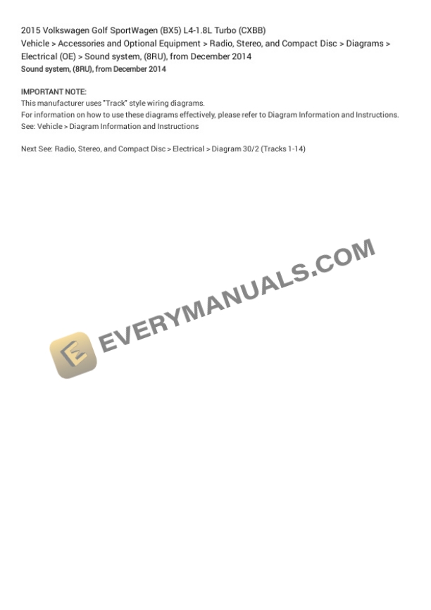 Volkswagen Golf SportWagen (BX5) 2015 Electrical Diagrams L4-1.8L Turbo (CXBB) 5 Volkswagen Golf SportWagen (BX5) 2015 Electrical Diagrams L4-1.8L Turbo (CXBB) - Image 3