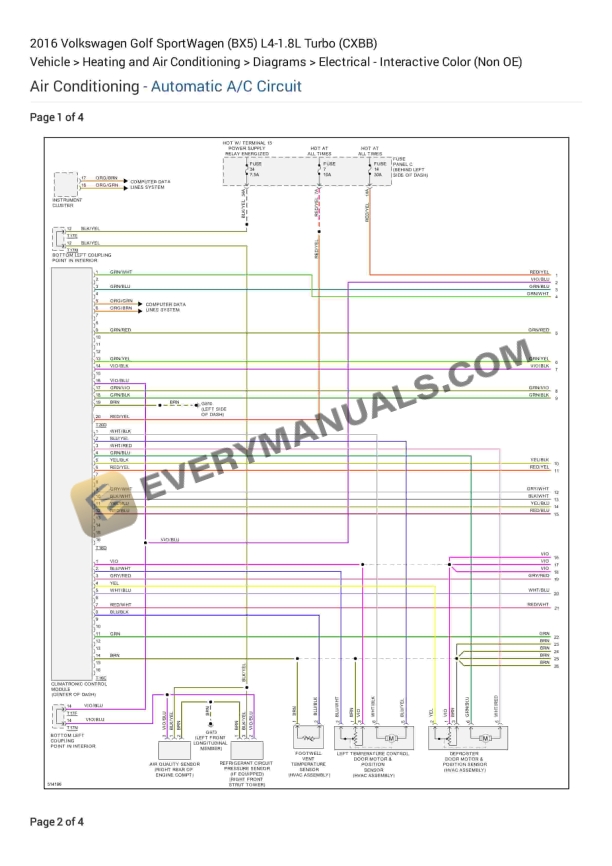 Volkswagen Golf SportWagen (BX5) 2016 Electrical Diagrams L4-1.8L Turbo (CXBB)
