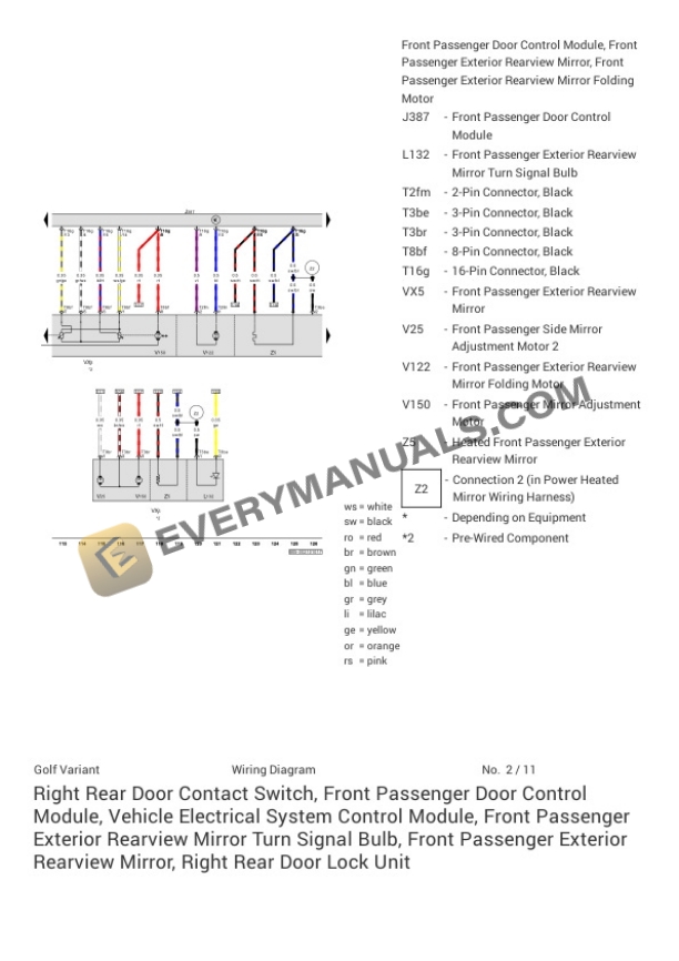 Volkswagen Golf SportWagen (BX5) 2016 Electrical Diagrams L4-1.8L Turbo (CXBB) 4 Volkswagen Golf SportWagen (BX5) 2016 Electrical Diagrams L4-1.8L Turbo (CXBB) - Image 2