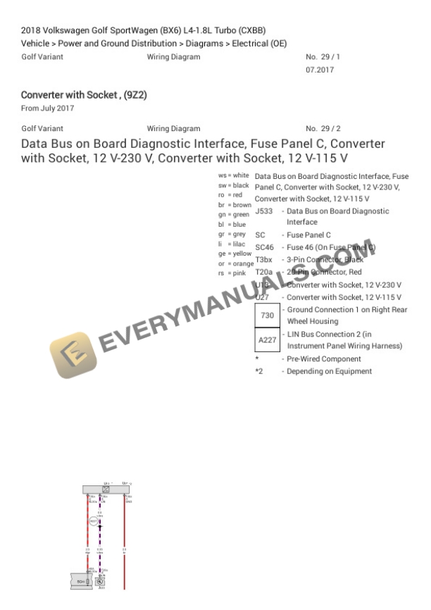 Volkswagen Golf SportWagen (BX6) 2018 Electrical Diagrams L4-1.8L Turbo (CXBB) 5 Volkswagen Golf SportWagen (BX6) 2018 Electrical Diagrams L4-1.8L Turbo (CXBB) - Image 3