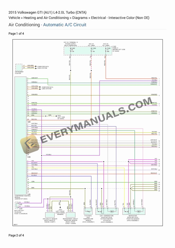 Volkswagen GTI (AU1) 2015 Electrical Diagrams L4-2.0L Turbo (CNTA)