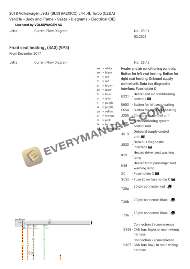 Volkswagen Jetta (BU3) (MEXICO) 2018 Electrical Diagrams L4-1.4L Turbo (CZDA) 5 Volkswagen Jetta (BU3) (MEXICO) 2018 Electrical Diagrams L4-1.4L Turbo (CZDA) - Image 3