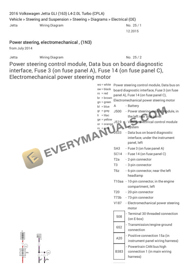 Volkswagen Jetta GLI (163) 2016 Electrical Diagrams L4-2.0L Turbo (CPLA) 6 Volkswagen Jetta GLI (163) 2016 Electrical Diagrams L4-2.0L Turbo (CPLA) - Image 4