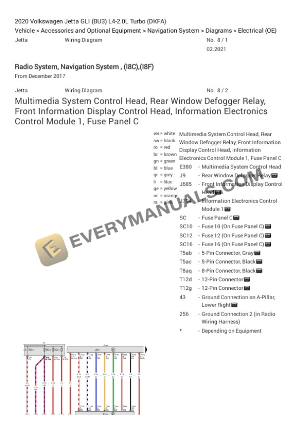 Volkswagen Jetta GLI (BU3) 2020 Electrical Diagrams L4-2.0L Turbo (DKFA) 6 Volkswagen Jetta GLI (BU3) 2020 Electrical Diagrams L4-2.0L Turbo (DKFA) - Image 4