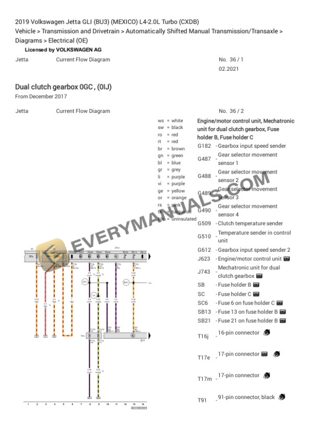 Volkswagen Jetta GLI (BU3) (MEXICO) 2019 Electrical Diagrams L4-2.0L Turbo (CXDB) 4 Volkswagen Jetta GLI (BU3) (MEXICO) 2019 Electrical Diagrams L4-2.0L Turbo (CXDB) - Image 2