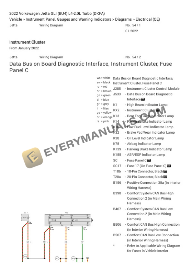 Volkswagen Jetta GLI (BU4) 2022 Electrical Diagrams L4-2.0L Turbo (DKFA) 6 Volkswagen Jetta GLI (BU4) 2022 Electrical Diagrams L4-2.0L Turbo (DKFA) - Image 4
