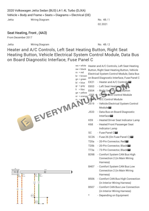 Volkswagen Jetta Sedan (BU3) 2020 Electrical Diagrams L4-1.4L Turbo (DJXA) 7 Volkswagen Jetta Sedan (BU3) 2020 Electrical Diagrams L4-1.4L Turbo (DJXA) - Image 5
