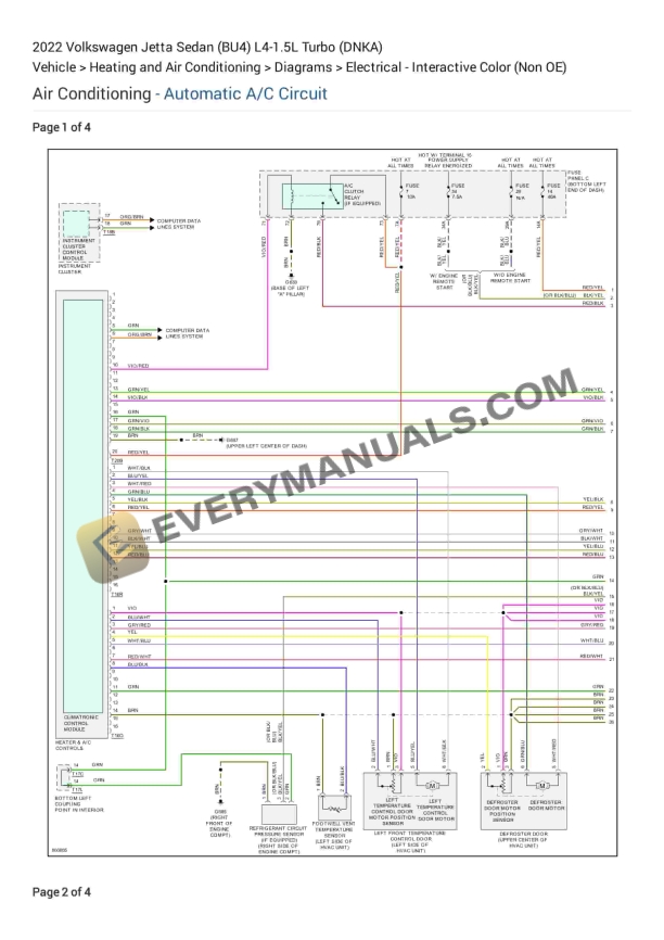 Volkswagen Jetta Sedan (BU4) 2022 Electrical Diagrams L4-1.5L Turbo (DNKA)