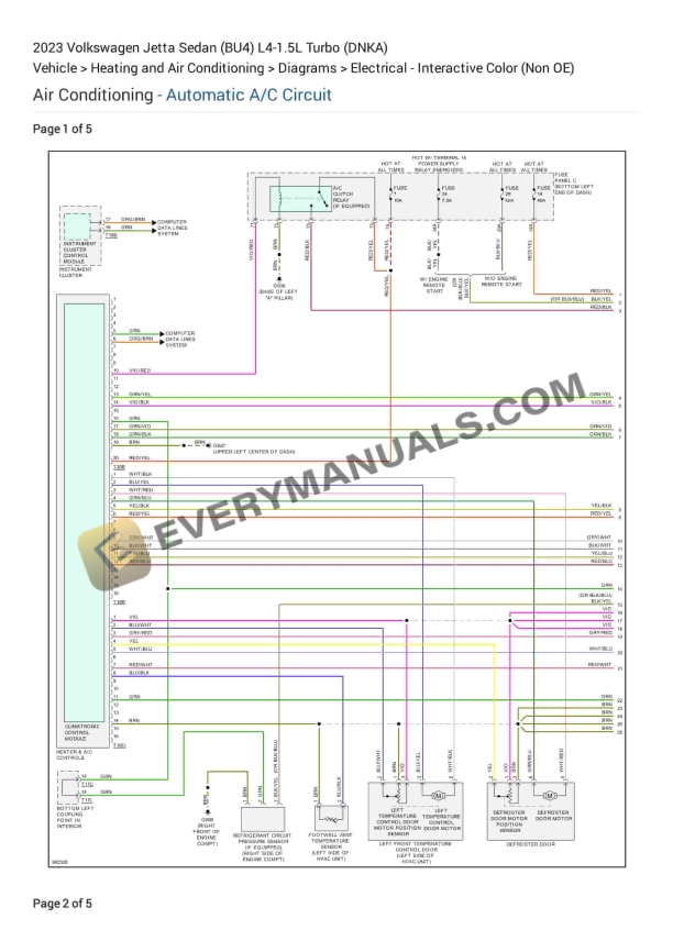 Volkswagen Jetta Sedan (BU4) 2023 Electrical Diagrams L4-1.5L Turbo (DNKA)