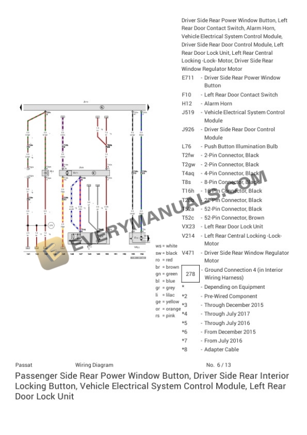Volkswagen Passat Sedan (A33) 2016 Electrical Diagrams L4-1.8L Turbo (CPRA) 4 Volkswagen Passat Sedan (A33) 2016 Electrical Diagrams L4-1.8L Turbo (CPRA) - Image 2